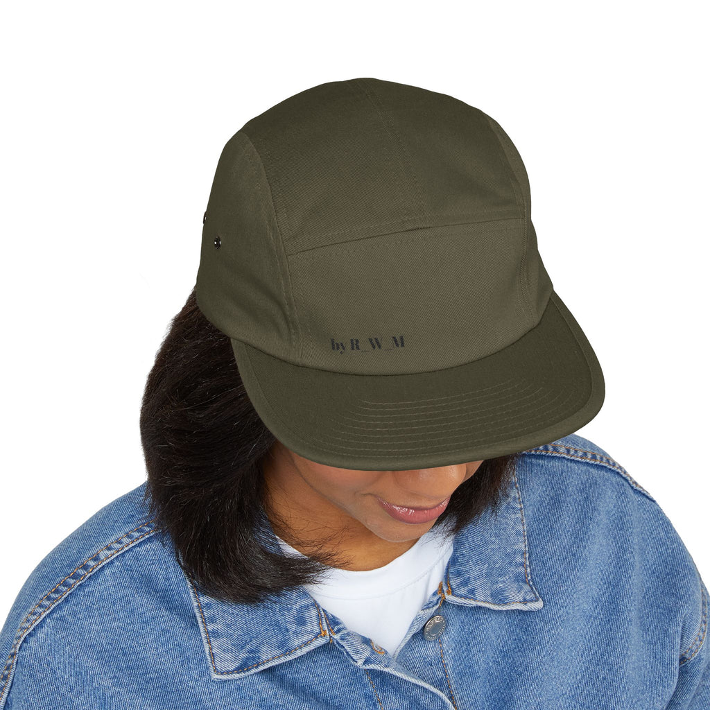 Embroidered 5-Panel Cap — Minimal 'brwn' Logo Cotton Camper Hat
