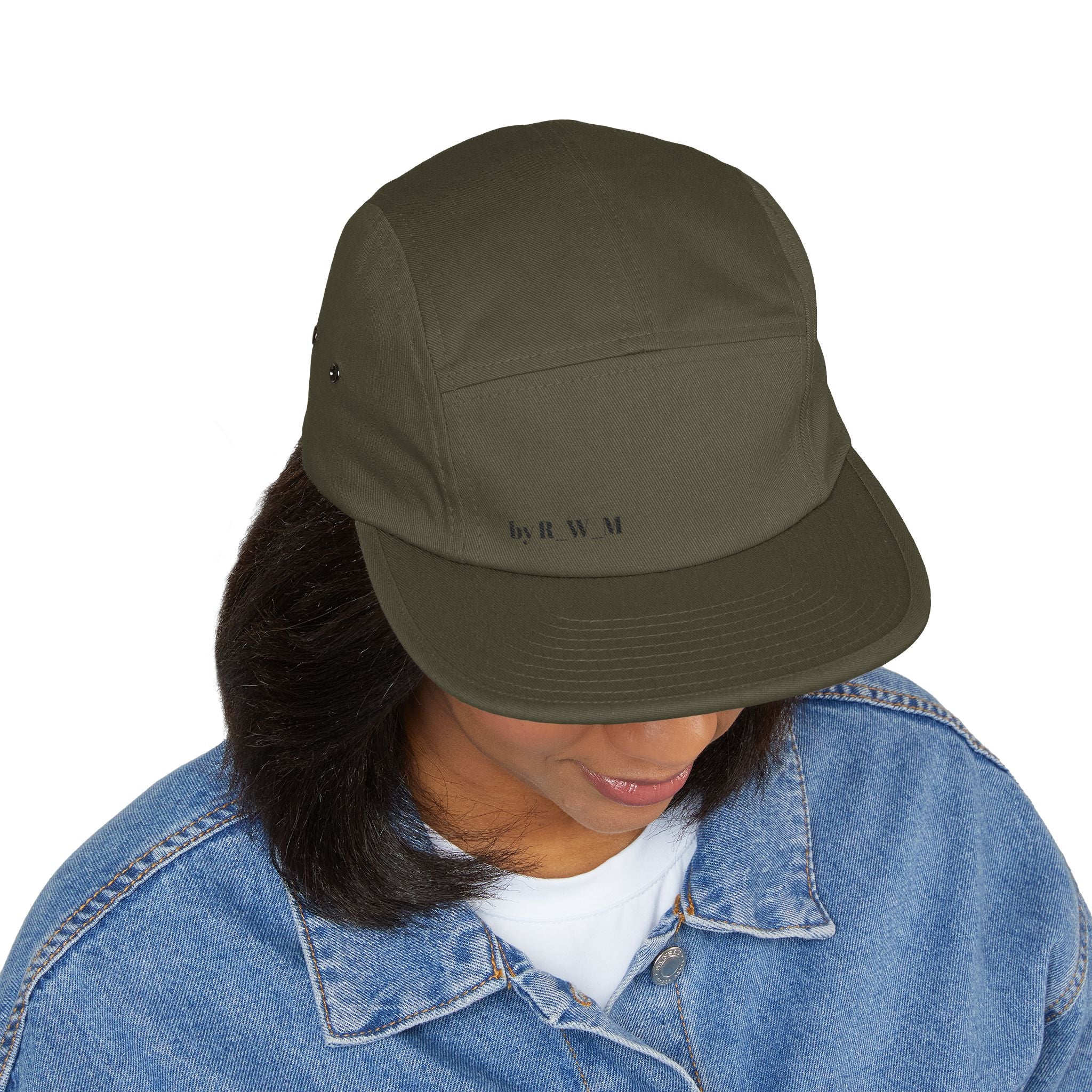 Embroidered 5-Panel Cap — Minimal 'brwn' Logo Cotton Camper Hat
