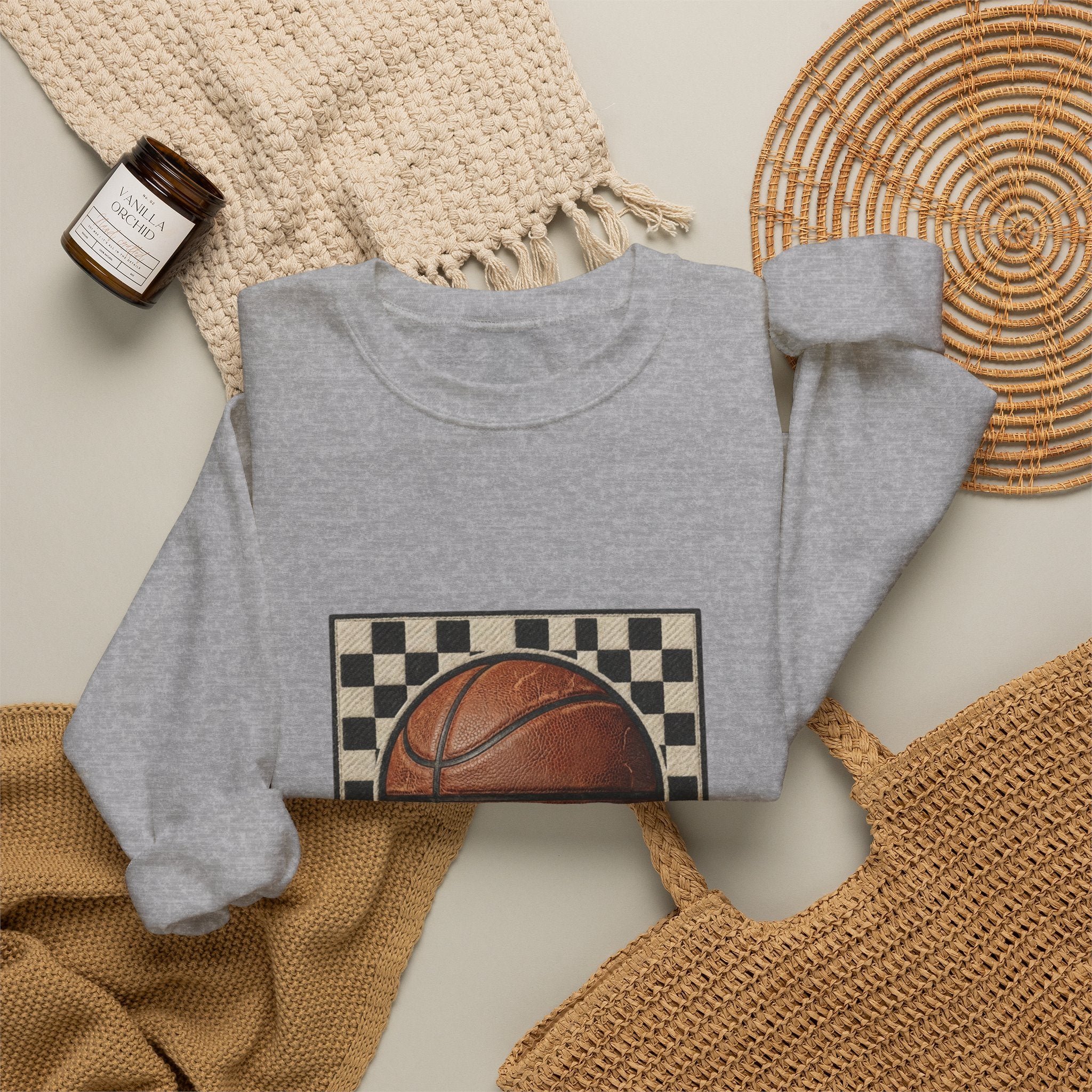 Hoops Vintage Basketball Sweatshirt | Western Typography, State Pride