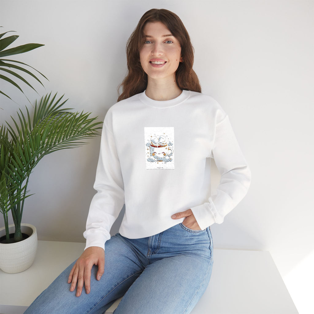 Crewneck Sweatshirt — Minimal Snowy Ski Scene "The Mountains Are Calling"