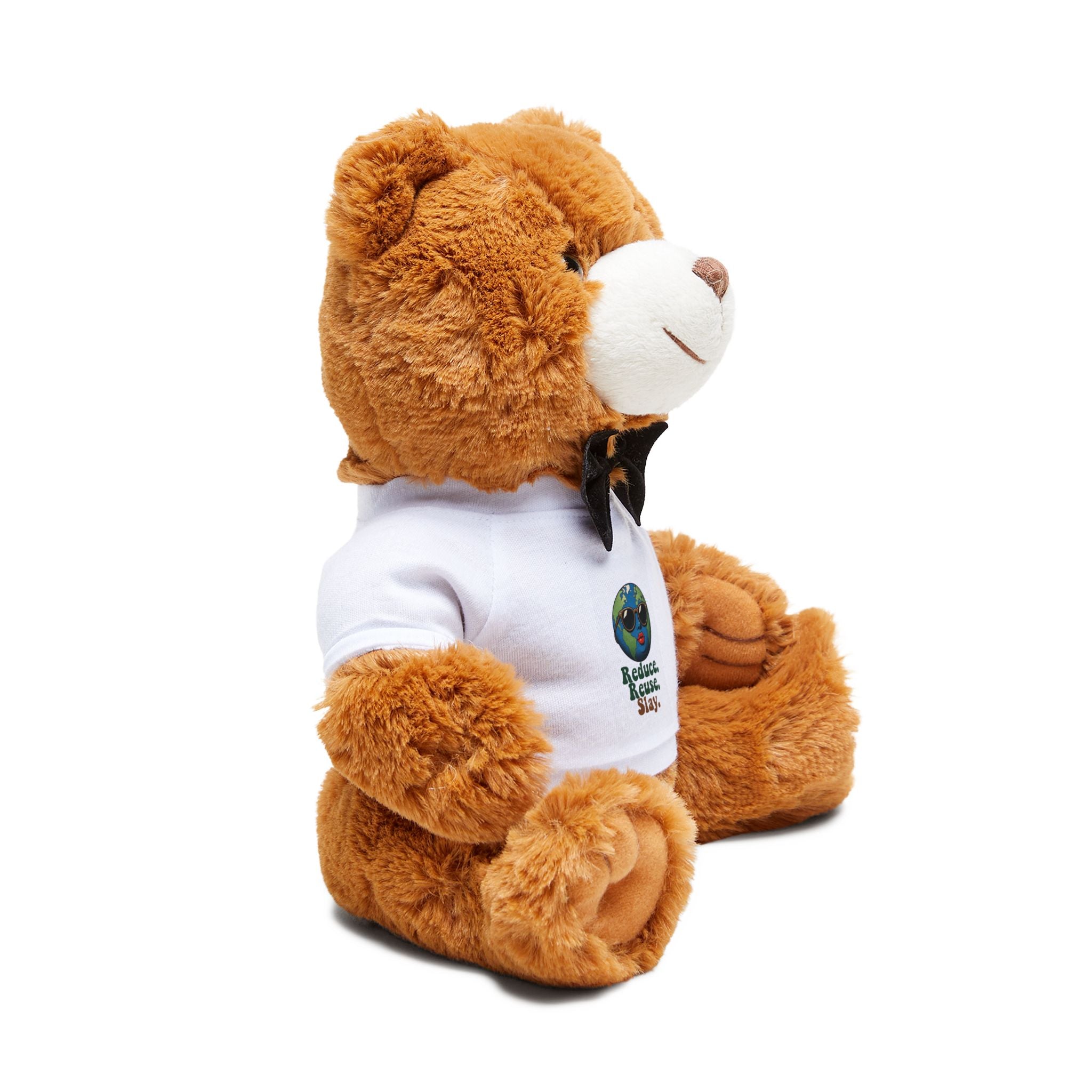Brown Plush Teddy Bear with Bow Tie & Custom T-Shirt – Cute Gift for Kids & Valentines