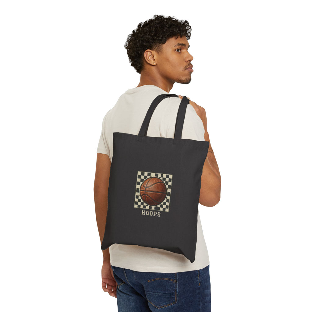 Hoops Tote, Basketball Western Typography Canvas Tote