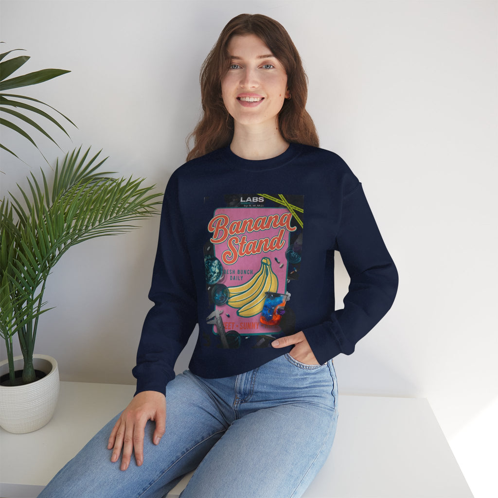 Banana Stand Retro Food Graphic Sweatshirt | Vintage diner typography, hand-drawn bananas