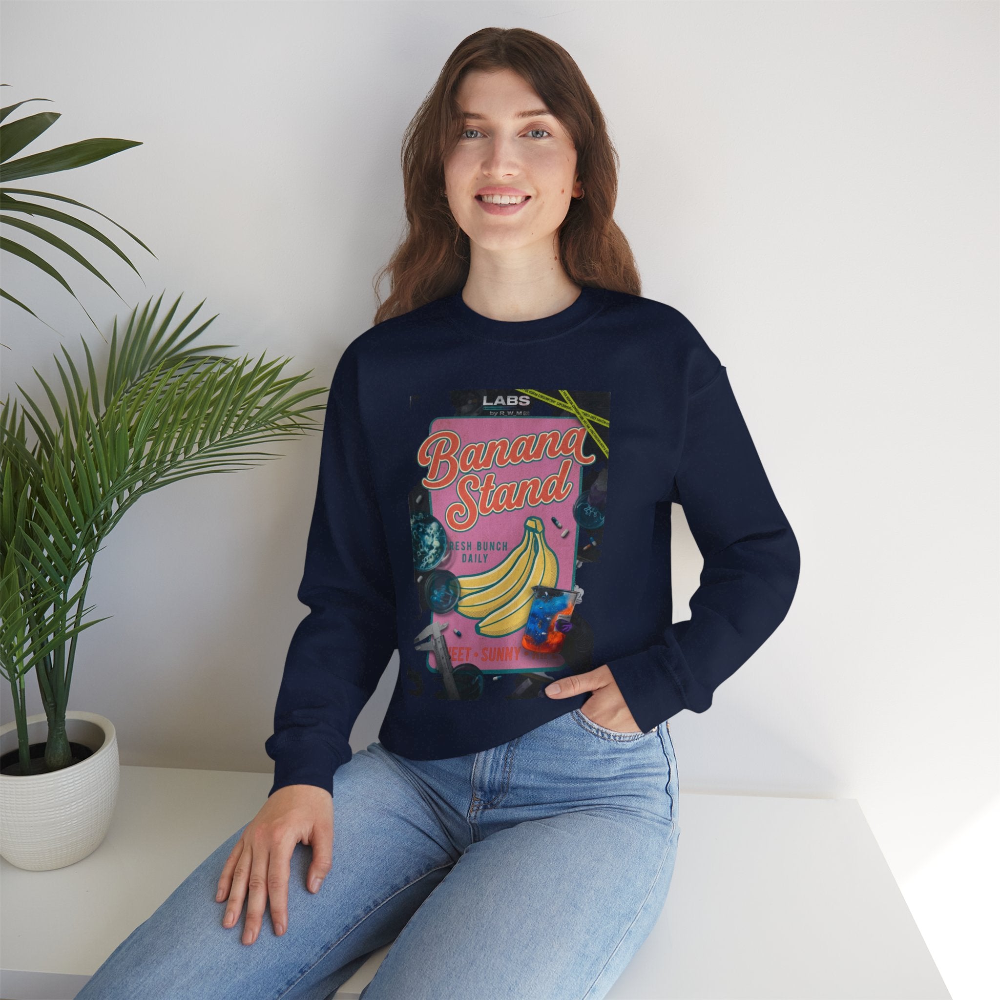 Banana Stand Retro Food Graphic Sweatshirt | Vintage diner typography, hand-drawn bananas